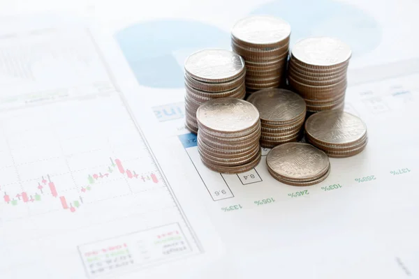 Monedas, Ahorros, Gráfico Analizar —  Fotos de Stock