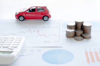 kavram stetoskop araba grafik ve madeni para