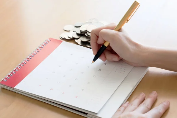 Hand writing in calendar plan concept. — Stock Photo, Image