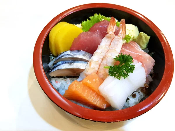 Japon Chirashi Bowl masada — Stok fotoğraf