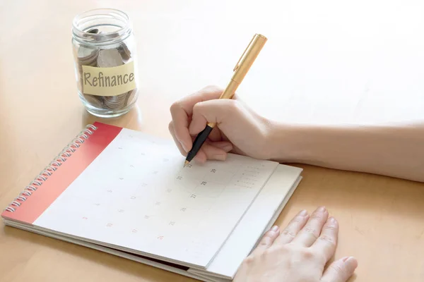 Hand writing in calendar plan concept. — Stock Photo, Image