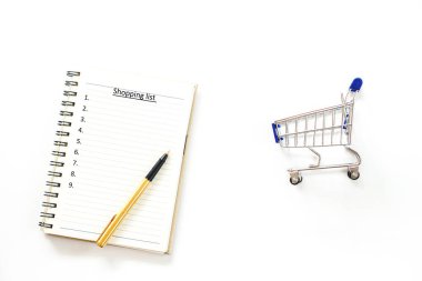 Alışveriş listesi Beyaz arkaplan kavramını ayır