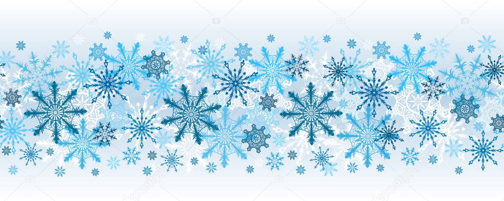 Winter line seamless vector background - snowflakes on white