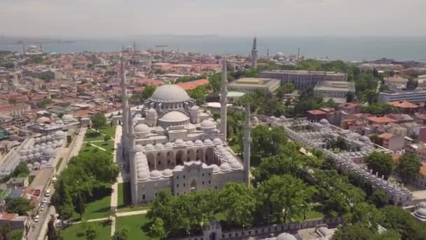 Vista aérea de la mezquita Suleymaniye — Vídeo de stock