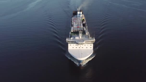 Floating cargo ship — Stock Video