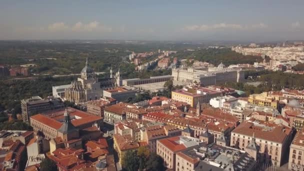 Royal Palace of Madrid and cathedral de la Almudena — Stock Video