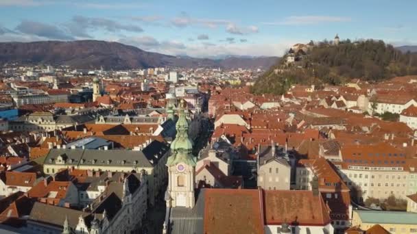 Panoráma města Graz, Rakousko — Stock video