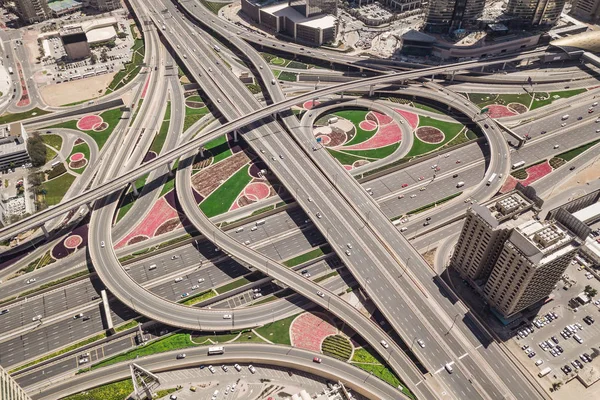Aerial view of road junction in Dubai