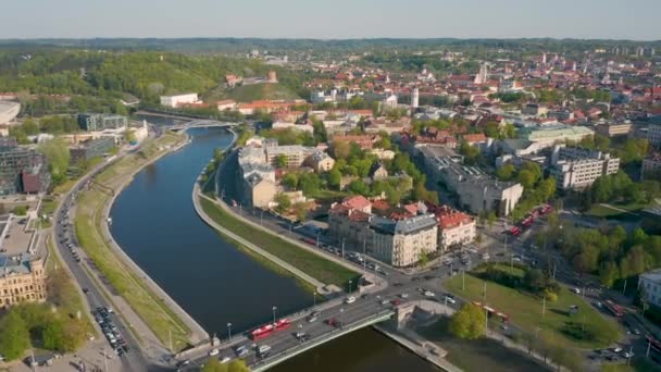 Вид с воздуха на Вильнюс — стоковое видео