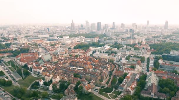 Widok z powietrza na Warszawę — Wideo stockowe
