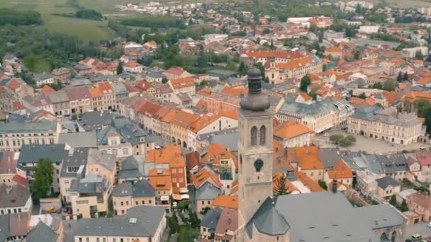 Flying above roofs of Kutna Hora — Stock Video