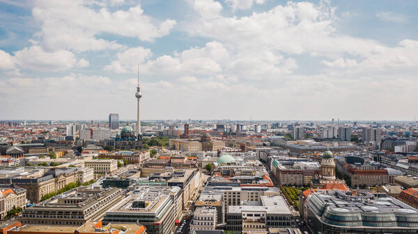 Cityscape of Berlin on a sunny day. Aerial view