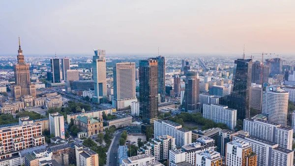 Vista aérea del centro de Varsovia — Foto de Stock