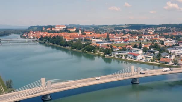 Vista aérea de Ptuj — Vídeo de stock