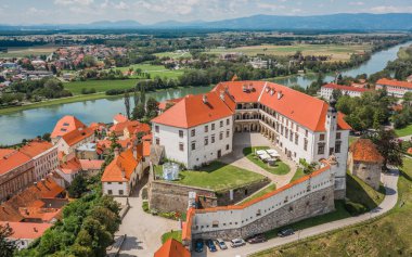 Aerial view of Ptuj castle clipart