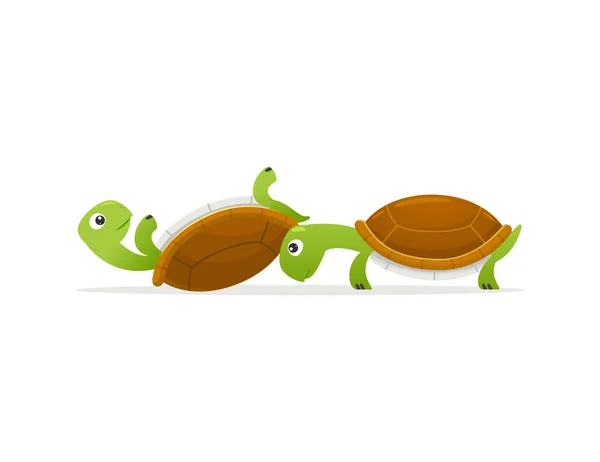 Tortuga Ayuda Tortuga Revés — Vector de stock