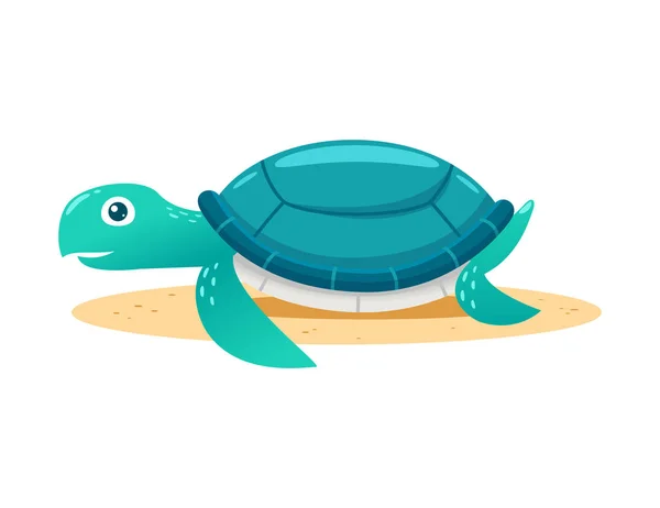 Dibujos Animados Tortuga Marina Ilustración Vectorial — Vector de stock