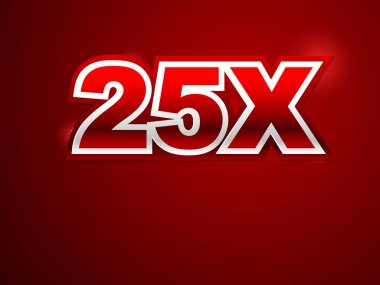 25 x işareti kırmızı arka planda