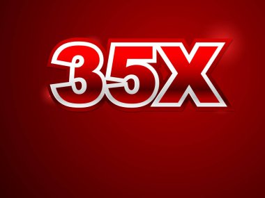 35 x işareti kırmızı arka planda