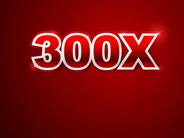 300X Sinal Fundo Vermelho — Vetor de Stock