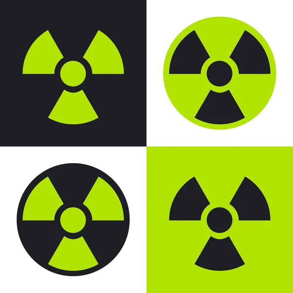 Zwarte Groene Radioactieve Sign — Stockvector