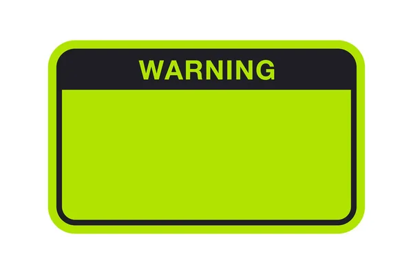 Schwarz Grünes Warnschild — Stockvektor