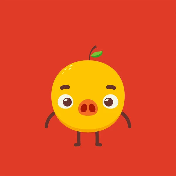 Mascota Naranja Con Nariz Cerdo — Vector de stock