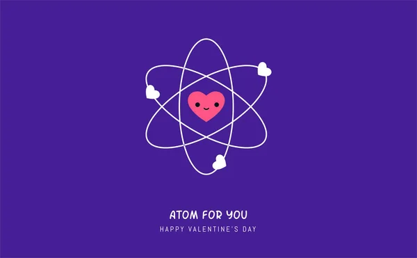Kärlek Atomen Lila Bakgrund — Stock vektor
