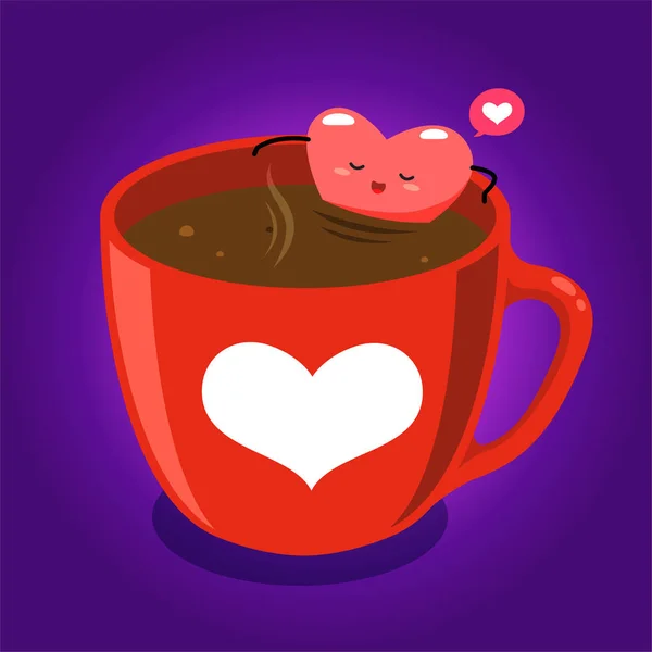 Coeur Dans Verre Chocolat Chaud — Image vectorielle