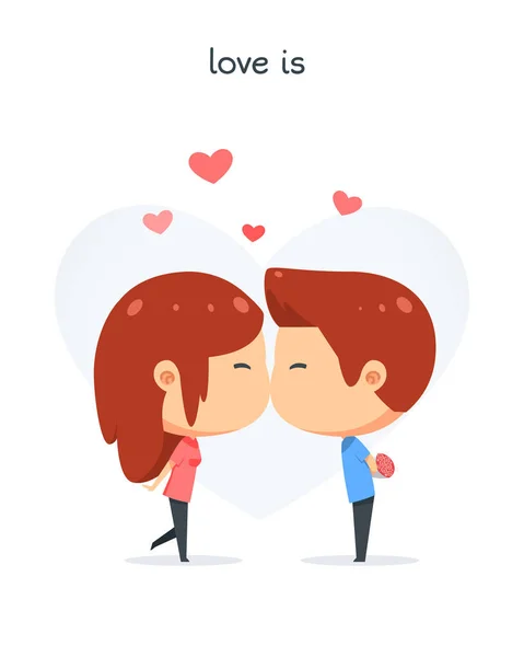 Una Linda Pareja Está Besando — Vector de stock