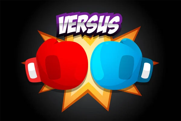 Red Blue Boxing Gloves Dark Background — Stock Vector