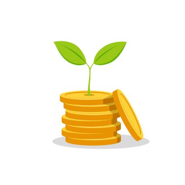 sikke yığını üstünde bir bitki büyüme