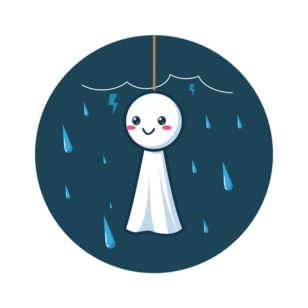 Regenpuppe oder Teruterubozu. Vektorillustration — Stockvektor