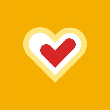 Kırmızı onay işareti ile anahat kalp web düğmesi