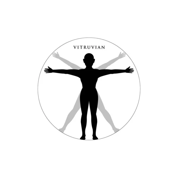 Persona Vitruviana. Ilustración vectorial aislada — Vector de stock