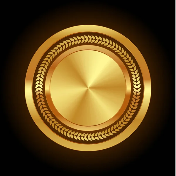 Goldener Kreis mit Lorbeer. isolierte Vektorabbildung — Stockvektor