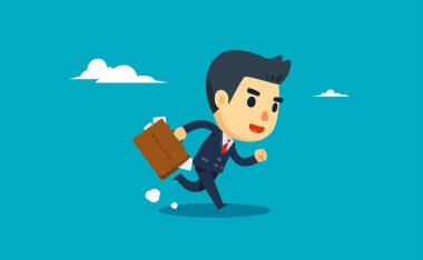 bir iş mutlu yüz ile çalışıyor. vektör illüstrasyon