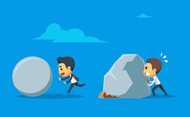 İki İşadamı taşta yürüyor.