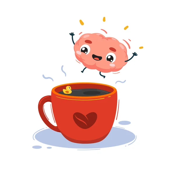 Salto Cerebral Para Uma Chávena Café Ilustração Vetorial Isolada — Vetor de Stock