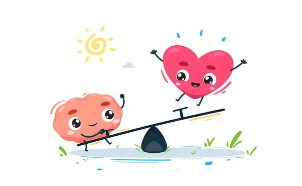 Mozek Srdce Hrají Viz Pilu Společně — Stockový vektor