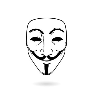 İsimsiz Maske. Tek renkli olsun. İzole Vektör İllüstrasyonu