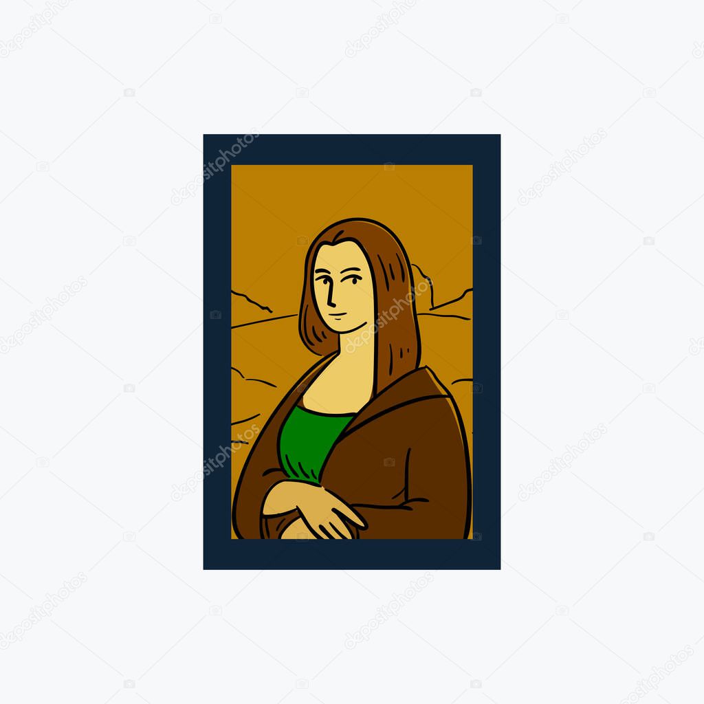 The Illustration of Monalisa Painting. Isolated Vector Illustration