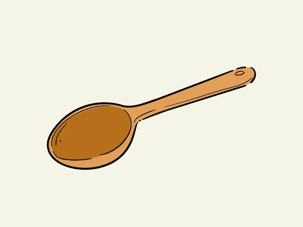 Cuchara Madera Marrón Una Herramienta Cocina Ilustración Vectorial Aislada — Vector de stock