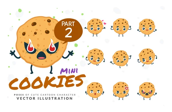 Wektorowy Zestaw Kreskówkowych Zdjęć Cookies Część — Wektor stockowy