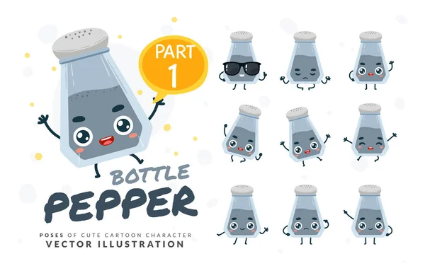 Pepper Bottle Vektör Kümesi Bölüm — Stok Vektör