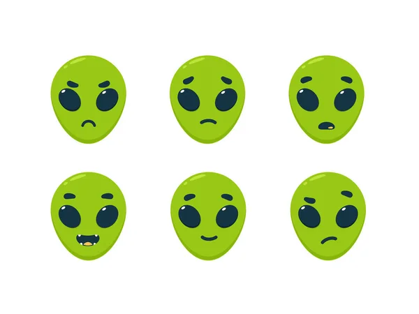 Emosi Alien Hijau Emotikon Umpan Balik Tersenyum - Stok Vektor