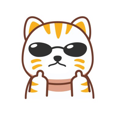 A cat with middle finger. Isolated Vector Illustration clipart