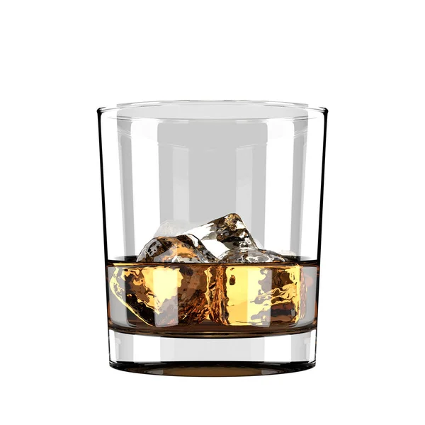 Verre de whisky avec glace sur fond blanc — Photo