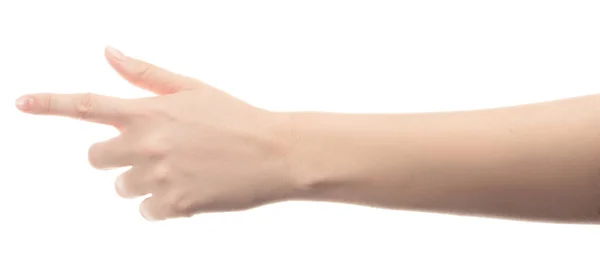 흰색 배경에 어린 소녀의 손 — 스톡 사진