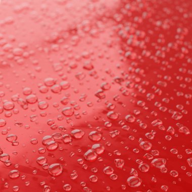 Düz kırmızı bir yüzeyde bir damla suyun dörmi görüntü